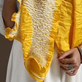 Yellow - tie & dye gajji silk shibori stole 08 - handcrafted