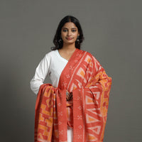 Red - Handloom Cotton Maniabandha Ikat Dupatta 36