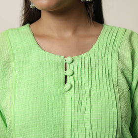 Buy Plain Running Stitch Cotton Pintuck Long Straight Kurta 10 Online at iTokri.com