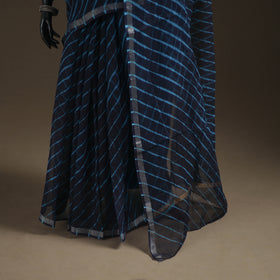 Blue - Nazaakat Kota Doria Cotton Plain Saree with Blouse Piece & Earrings 09