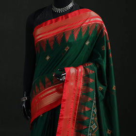 Ilkal Weave Kasuti Work Silk Cotton Zari Border Saree with Blouse Piece 12