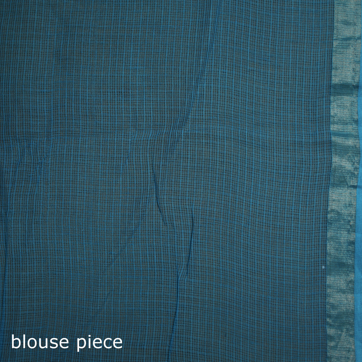 Blue - Nazaakat Kota Doria Cotton Plain Saree with Blouse Piece & Earrings 09