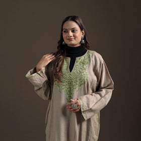 Kashmiri Aari Hand Embroidered Handwoven Merino Wool Pheran 11