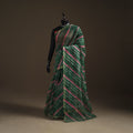 Green - Kota Doria Cotton Leheriya Tie-Dye Saree with Blouse Piece & Earrings 07
