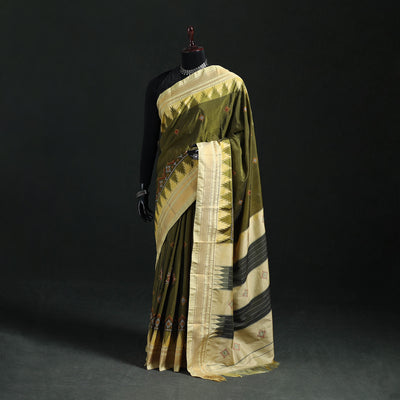 Ilkal Weave Kasuti Work Silk Cotton Zari Border Saree with Blouse Piece 13