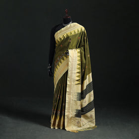 Ilkal Weave Kasuti Work Silk Cotton Zari Border Saree with Blouse Piece 13