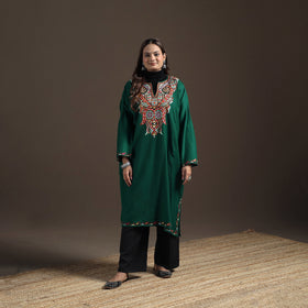 Kashmiri Aari Hand Embroidered Handwoven Merino Wool Pheran 12