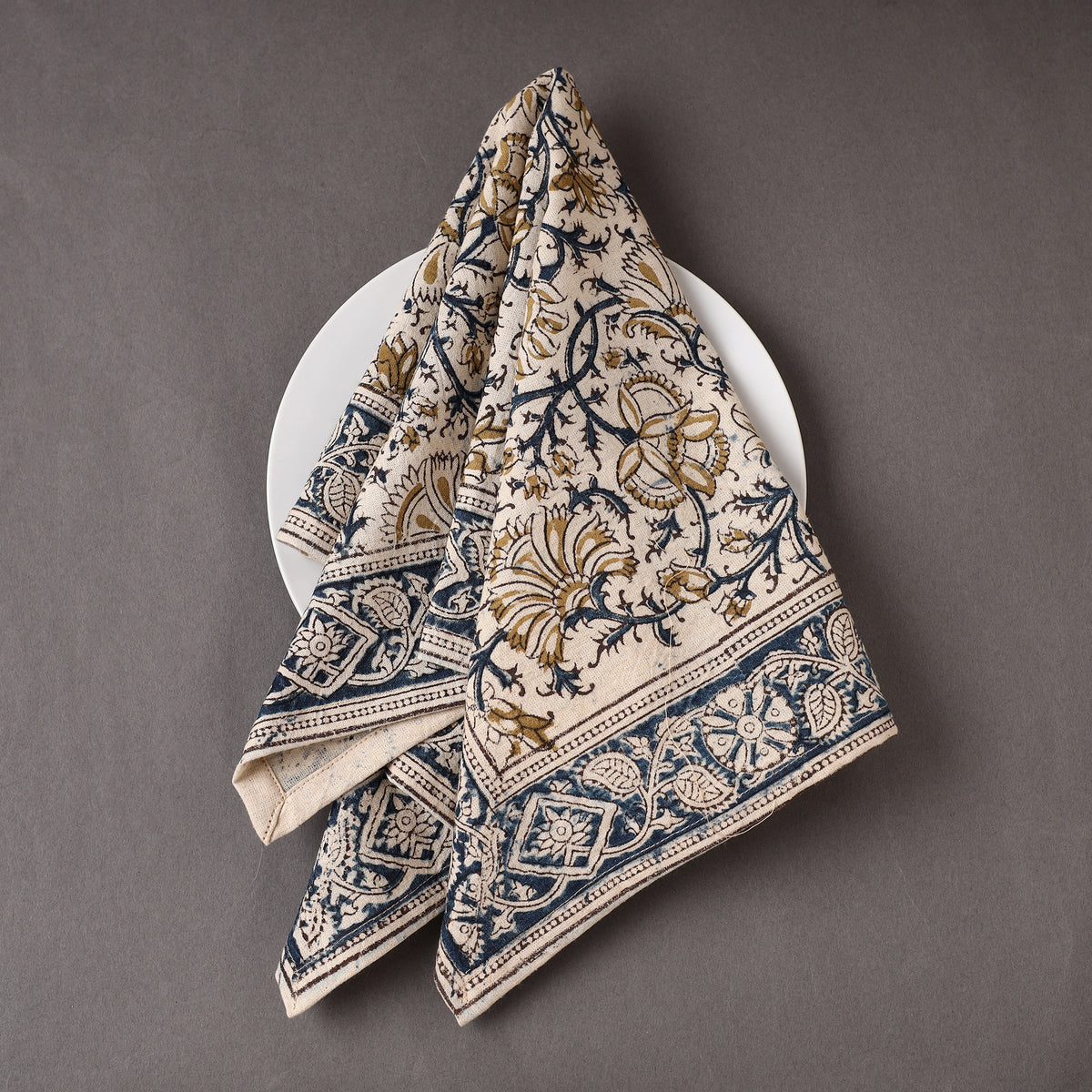 Buy Pedana Kalamkari Block Printed Cotton Napkin (18 x 18 in) 09 Online at iTokri.com