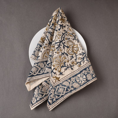 Buy Pedana Kalamkari Block Printed Cotton Napkin (18 x 18 in) 09 Online at iTokri.com