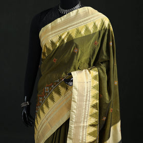 Ilkal Weave Kasuti Work Silk Cotton Zari Border Saree with Blouse Piece 13