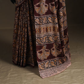 Pedana Hand Block Print Natural Dyed Cotton Kalamkari Saree 01