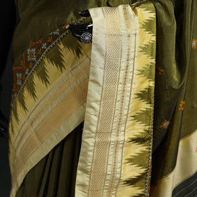 Ilkal Weave Kasuti Work Silk Cotton Zari Border Saree with Blouse Piece 13