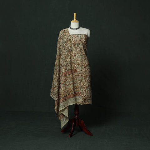 Natural Dyed Block Print Cotton Pedana Kalamkari 2pc Unstitched Dress Material 31