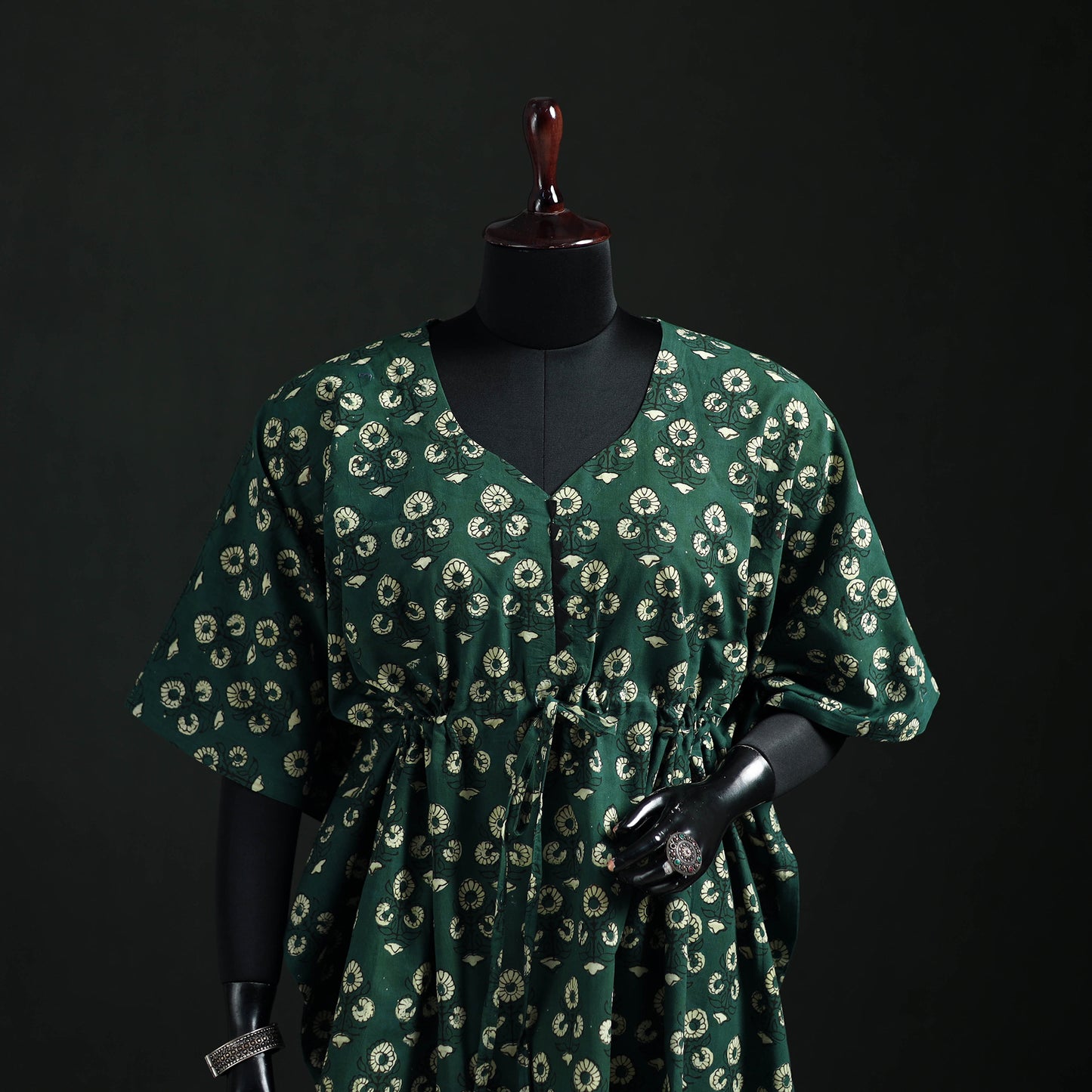Akola Hand Block Print Natural Dyed Cotton Kaftan (Short) 52