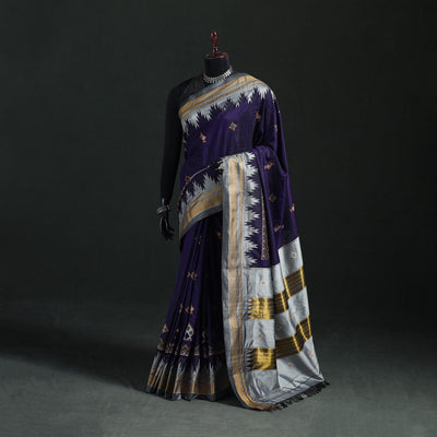 Ilkal Weave Kasuti Work Silk Cotton Zari Border Saree with Blouse Piece 14