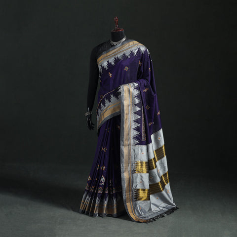 Ilkal Weave Kasuti Work Silk Cotton Zari Border Saree with Blouse Piece 14