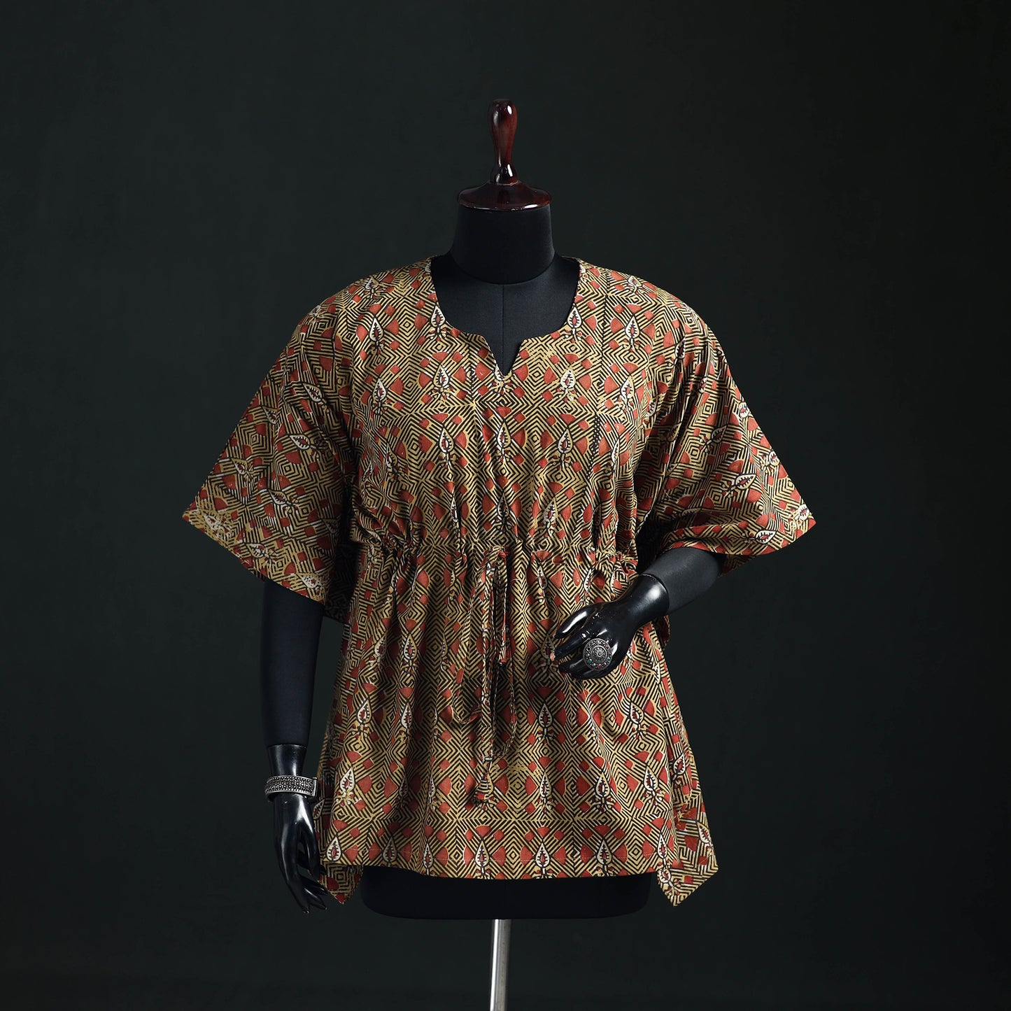 Akola Hand Block Print Natural Dyed Cotton Kaftan (Short) 53