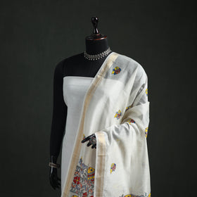 Handloom Chanderi Silk Handpainted Madhubani Dupatta with Zari Border 33