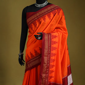 Orange - Mercerized Cotton Ilkal Saree With Blouse 25