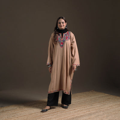 Kashmiri Aari Hand Embroidered Handwoven Merino Wool Pheran 13