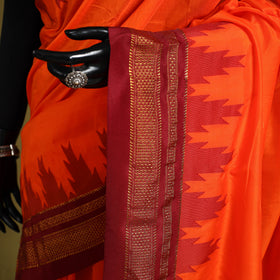 Orange - Mercerized Cotton Ilkal Saree With Blouse 25