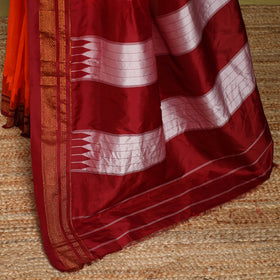 Orange - Mercerized Cotton Ilkal Saree With Blouse 25
