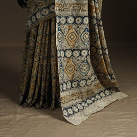 Pedana Hand Block Print Natural Dyed Cotton Kalamkari Saree 02