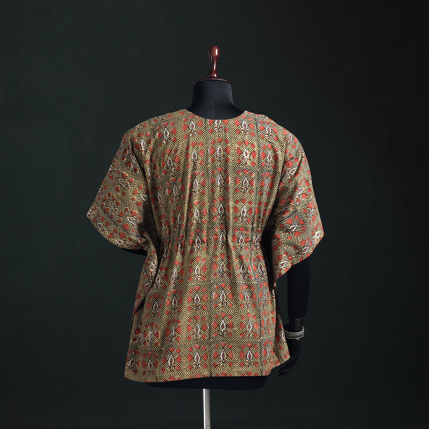 Akola Hand Block Print Natural Dyed Cotton Kaftan (Short) 53
