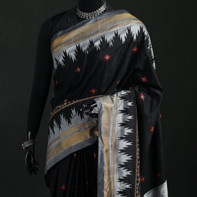 Ilkal Weave Kasuti Work Silk Cotton Zari Border Saree with Blouse Piece 15