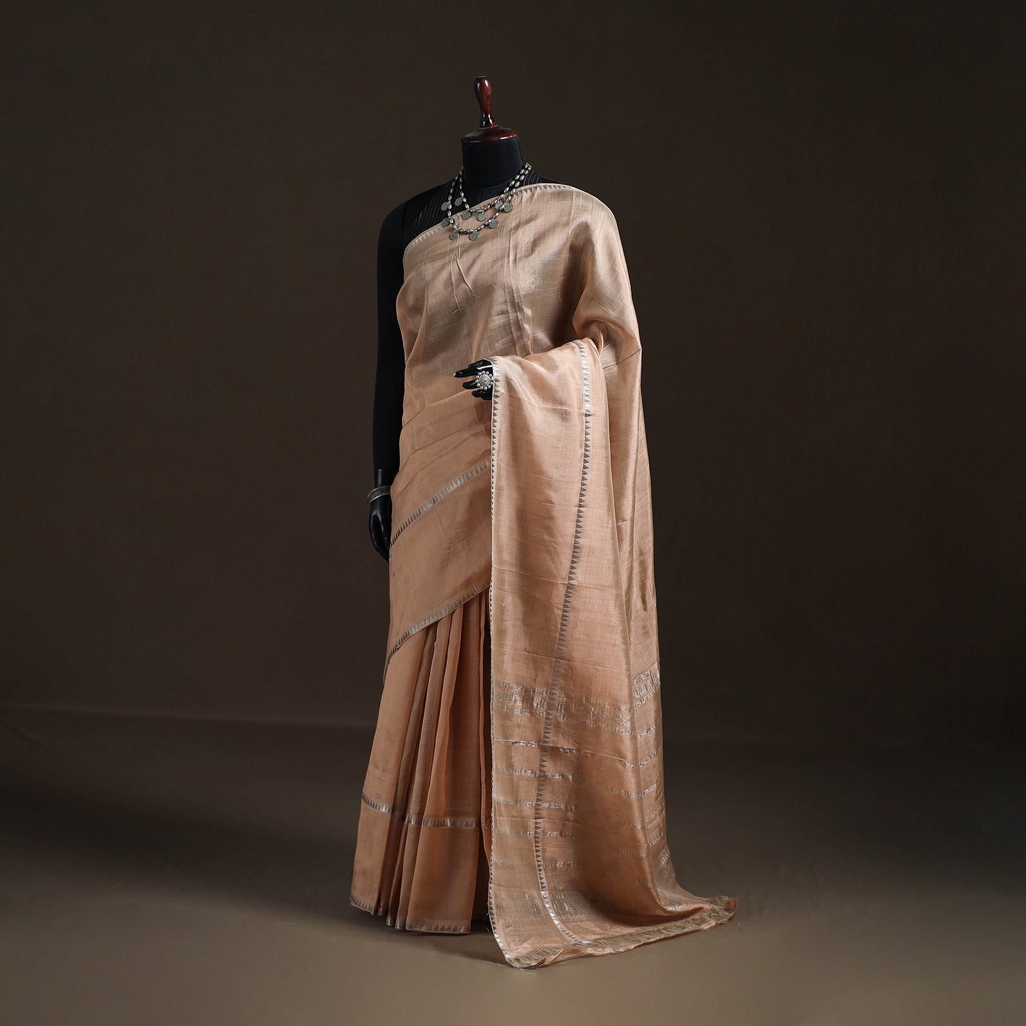 Beige - Mangalagiri Handwoven Pure Silk Pattu Saree 22