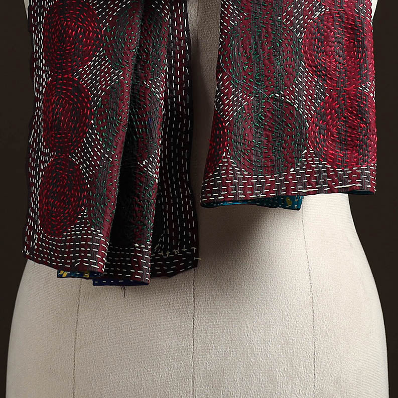 Reversible Silk Bengal Hand Kantha Stitch Stole 123