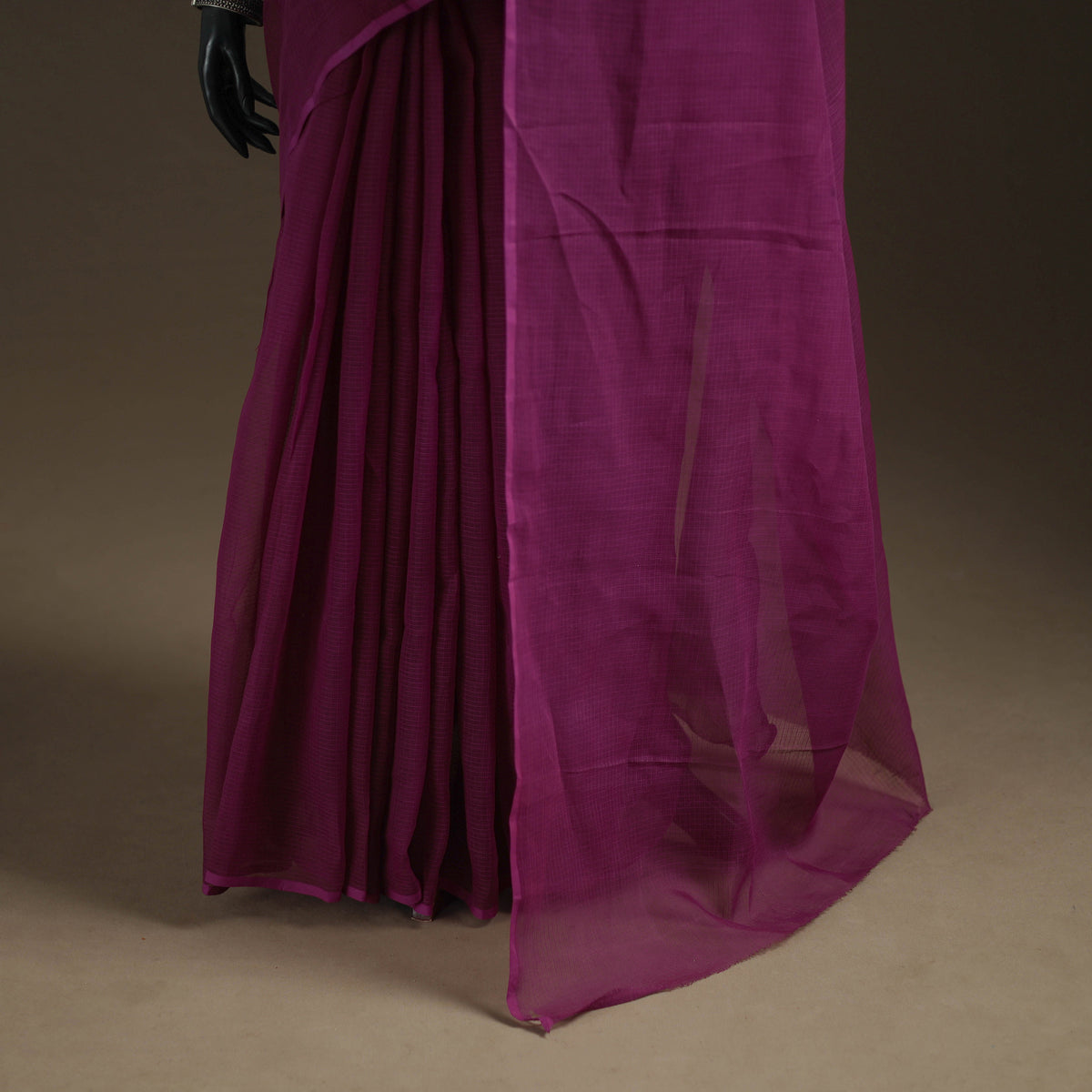 Purple - Nazaakat Kota Doria Cotton Plain Saree with Blouse Piece & Earrings 10