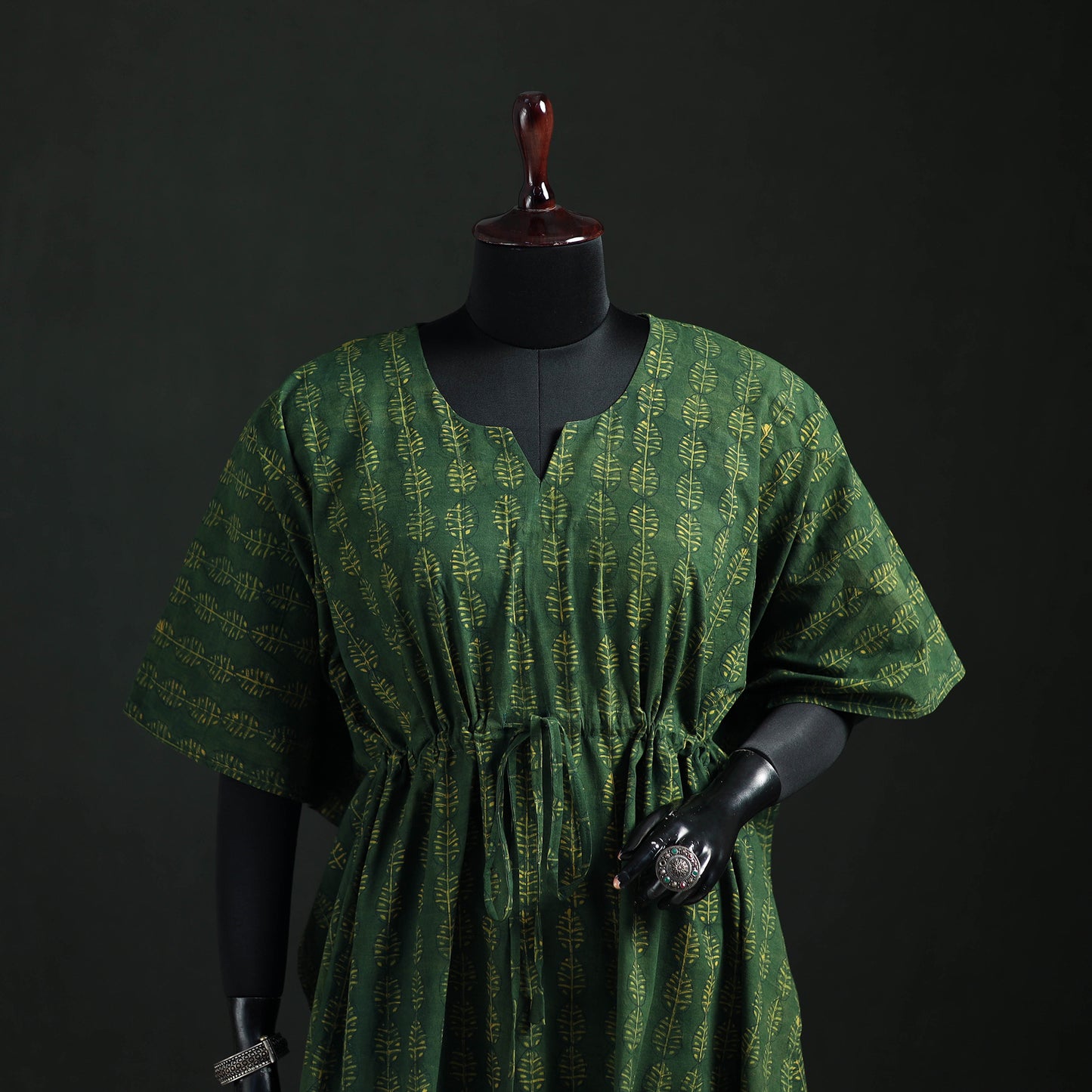 Akola Hand Block Print Natural Dyed Cotton Kaftan (Short) 54