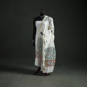 Handloom Chanderi Silk Handpainted Madhubani Dupatta with Zari Border 35
