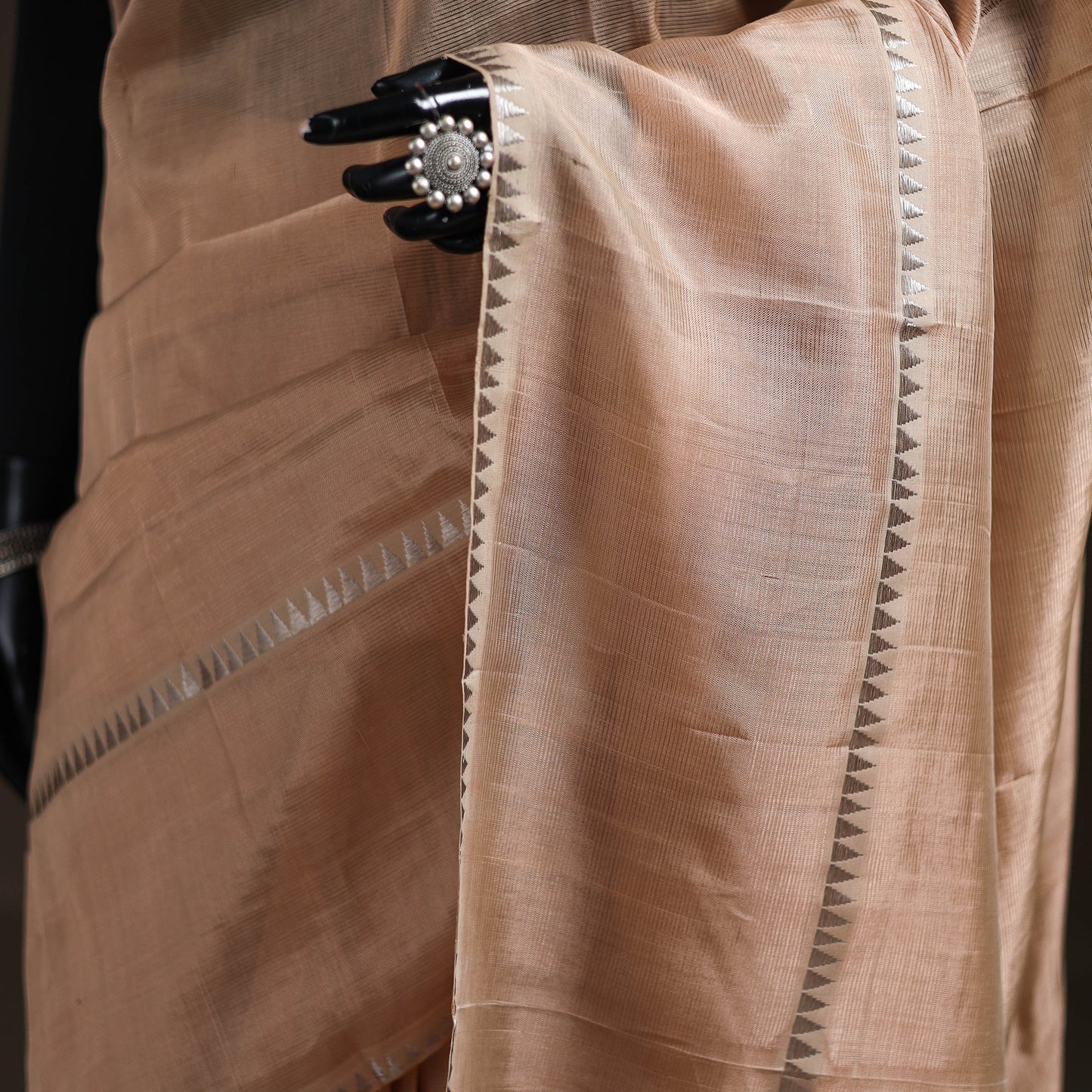 Beige - Mangalagiri Handwoven Pure Silk Pattu Saree 22