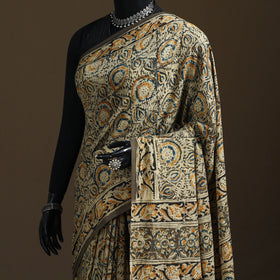 Pedana Hand Block Print Natural Dyed Cotton Kalamkari Saree 03