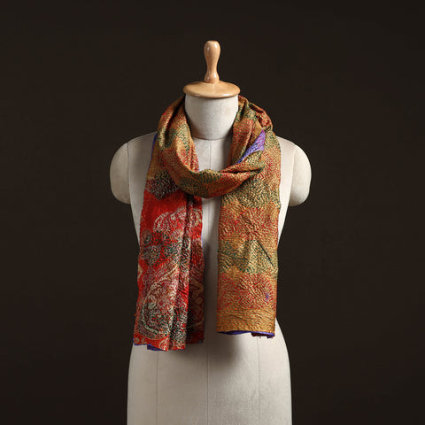 Reversible Silk Bengal Hand Kantha Stitch Stole 124