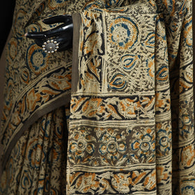 Pedana Hand Block Print Natural Dyed Cotton Kalamkari Saree 03