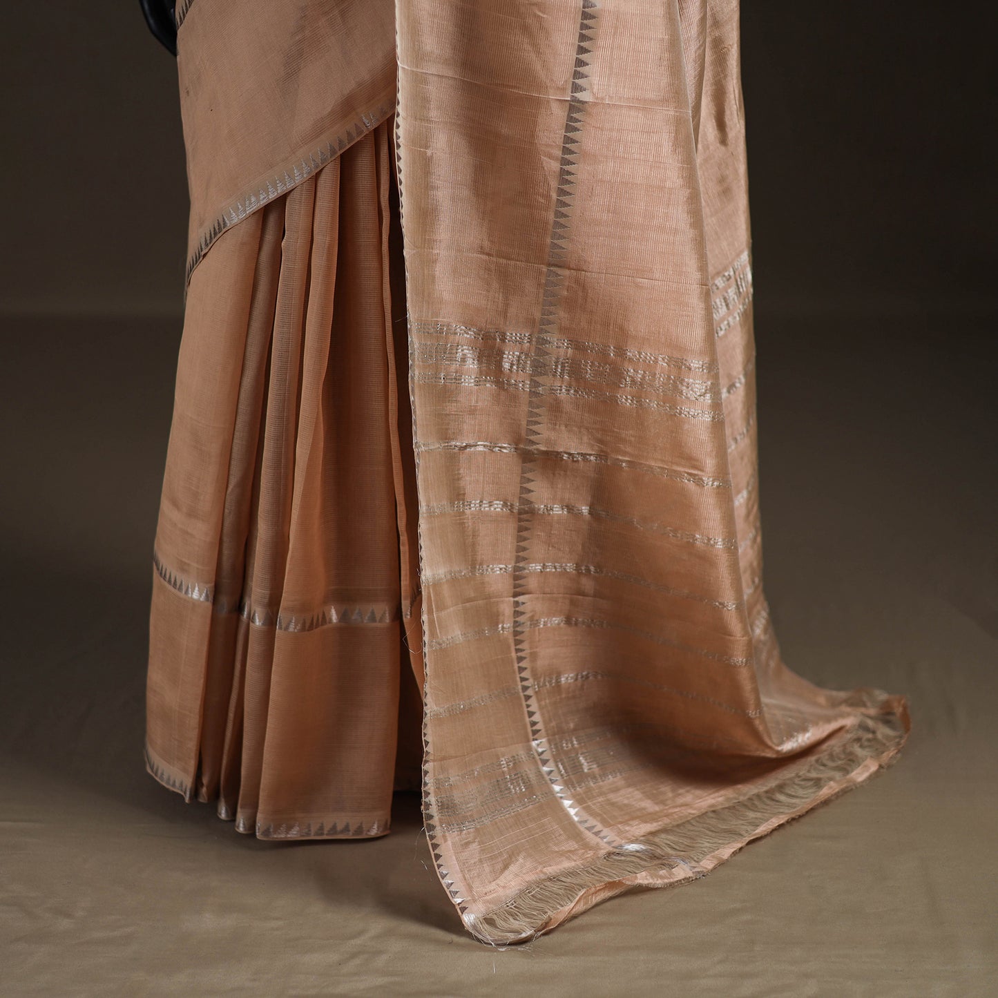 Beige - Mangalagiri Handwoven Pure Silk Pattu Saree 22
