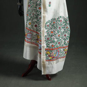 Handloom Chanderi Silk Handpainted Madhubani Dupatta with Zari Border 35