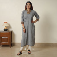 Light Grey - Dharwad Cotton Straight Kurta 10