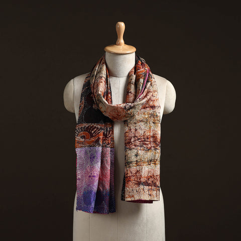 Reversible Silk Bengal Hand Kantha Stitch Stole 129