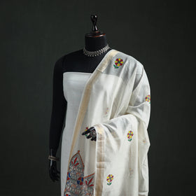Handloom Chanderi Silk Handpainted Madhubani Dupatta with Zari Border 36