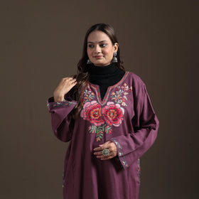Kashmiri Aari Hand Embroidered Handwoven Merino Wool Pheran 14