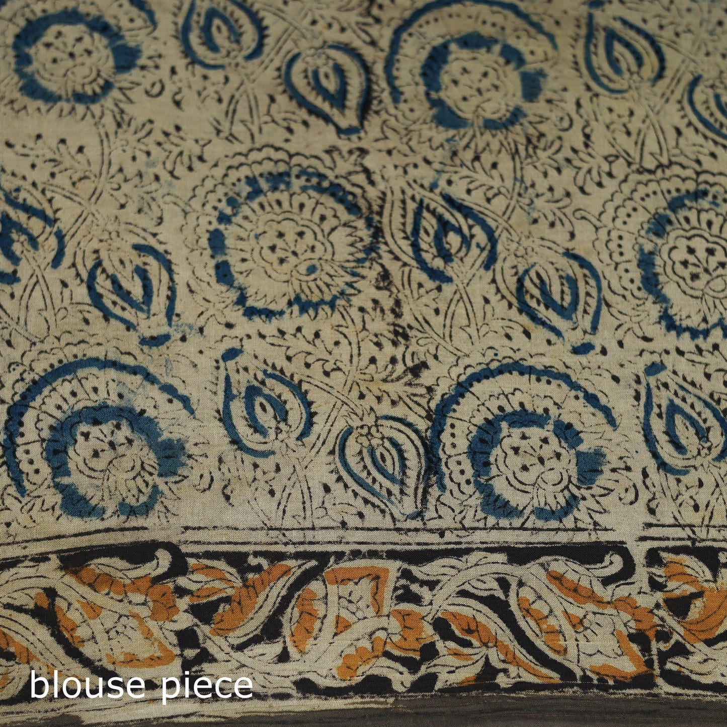 Pedana Hand Block Print Natural Dyed Cotton Kalamkari Saree 03
