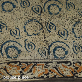 Pedana Hand Block Print Natural Dyed Cotton Kalamkari Saree 03