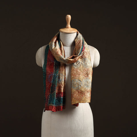 Reversible Silk Bengal Hand Kantha Stitch Stole 131