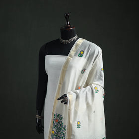 Handloom Chanderi Silk Handpainted Madhubani Dupatta with Zari Border 37