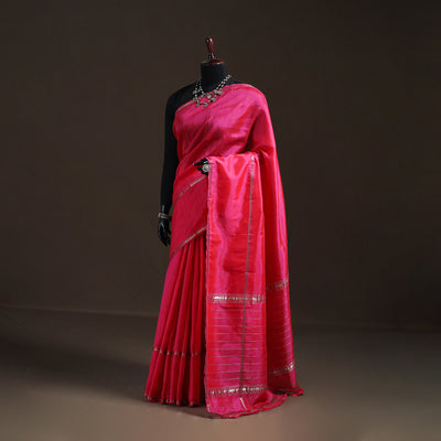 Pink - Mangalagiri Handwoven Pure Silk Pattu Saree 24