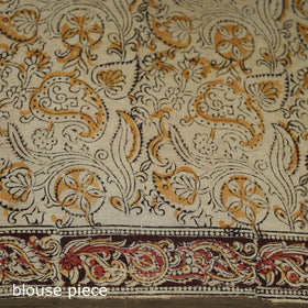Pedana Hand Block Print Natural Dyed Cotton Kalamkari Saree 05